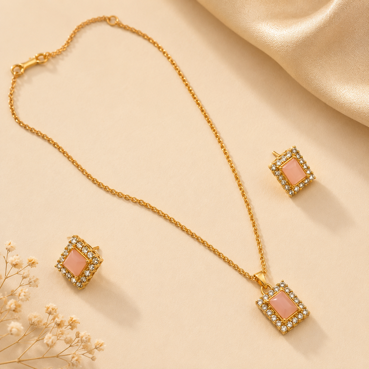 Pink Aura Pendant Set