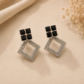 Midnight Crystal Square Drop Earrings