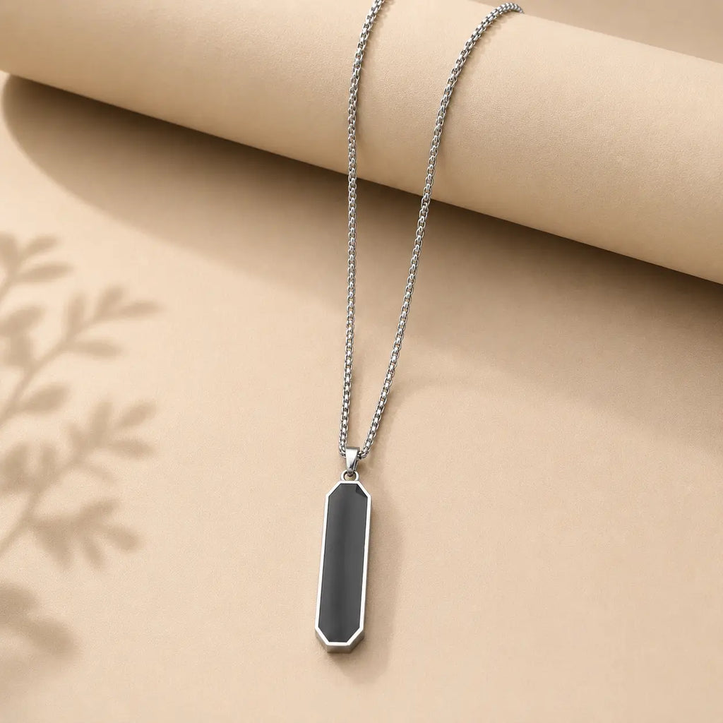 Obsidian Edge Pendant Necklace