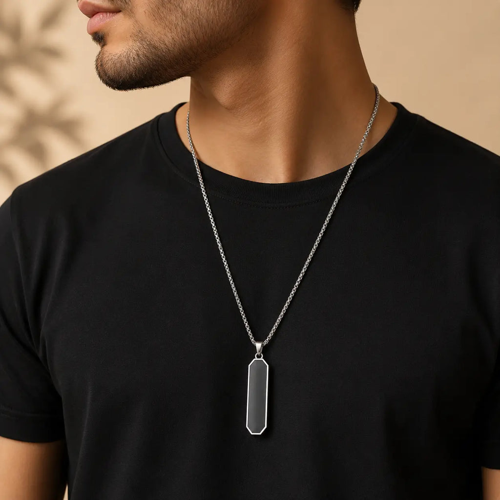 Obsidian Edge Pendant Necklace