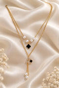 Noir Clover Pearl Necklace